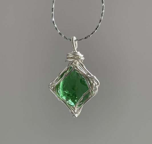 Natural green crystal good luck necklace