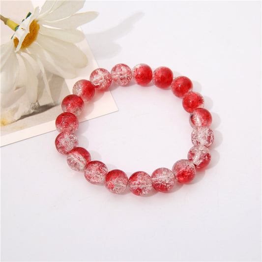 10mm gradient floral red crystal luck bracelet